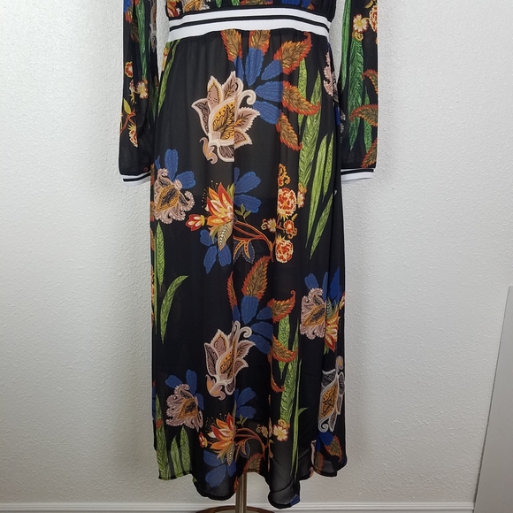 5/$30 KATE C FLORAL PRINT LONG SLEEVE MAXI DRESS - Picture 3 of 8